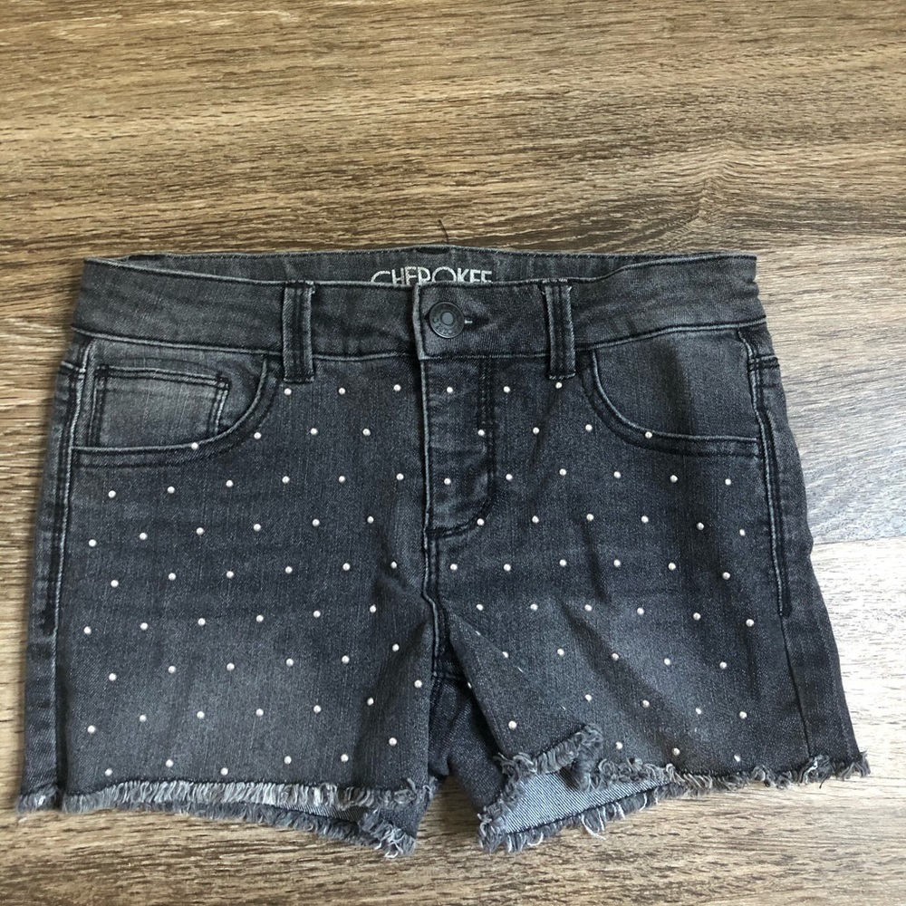 black denim shorts with jewels